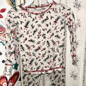 Laura Ashley Kids Pajama Set with Red and Green Pattern